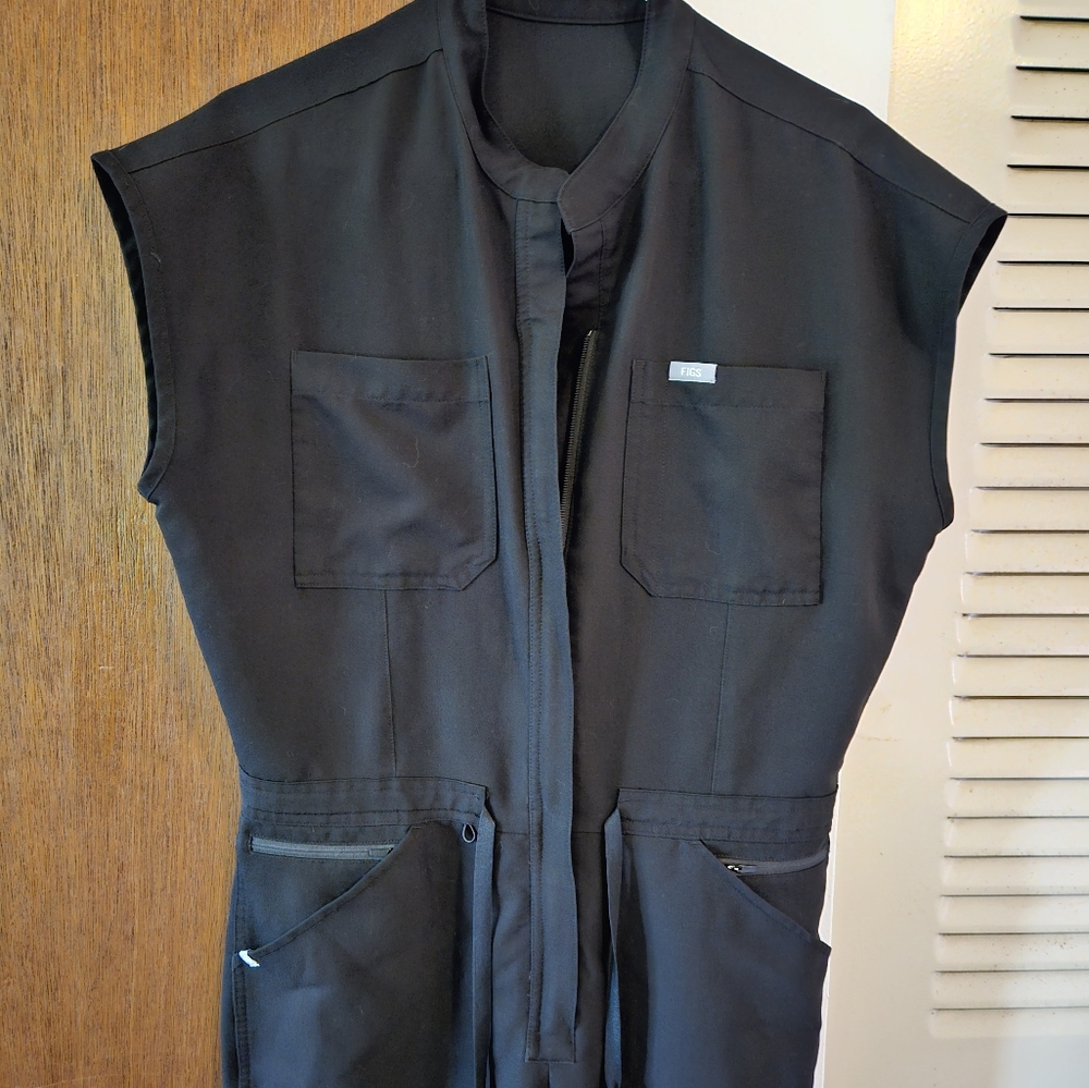 Figs Black Scrub Jumpsuit